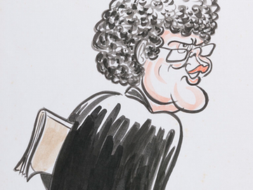 Caricature of David Combe, National Secretary of the Australian Labor Party. Combe was involved in a spy scandal early in the Hawke government when he was accused of being a potential security risk due to his friendship with a Soviet official. Combe was later exonerated.